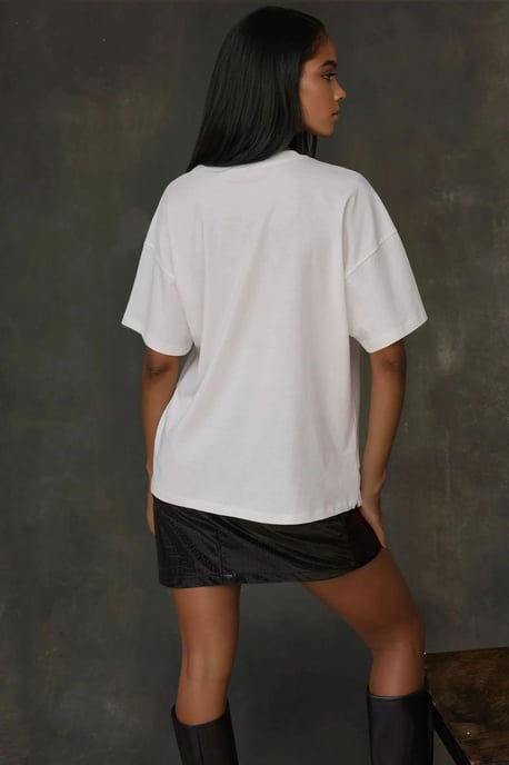 Camiseta de algodón 100% de cuello redondo oversized con estampado - Image 5