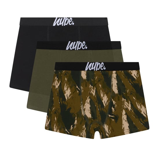 Paquete de 3 Boxers para Niños Negros, Oliva y con Estampado Completo, Ropa Interior Suave y Transpirable - Image 1