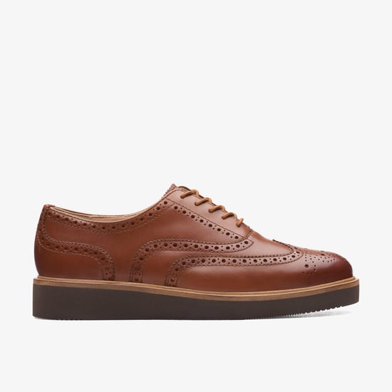 Glickly Brogue Dark Tan Lea Zapatos - Image 1