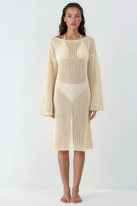 Vestido de playa de punto midi 100% algodón - Image 6