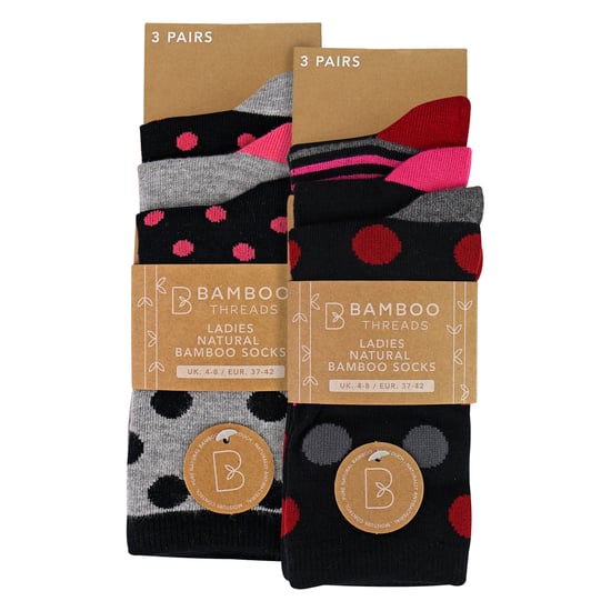Paquete de 6 pares de calcetines de bambú para mujeres, suaves, transpirables y con patrones, calcetines diarios. - Image 2