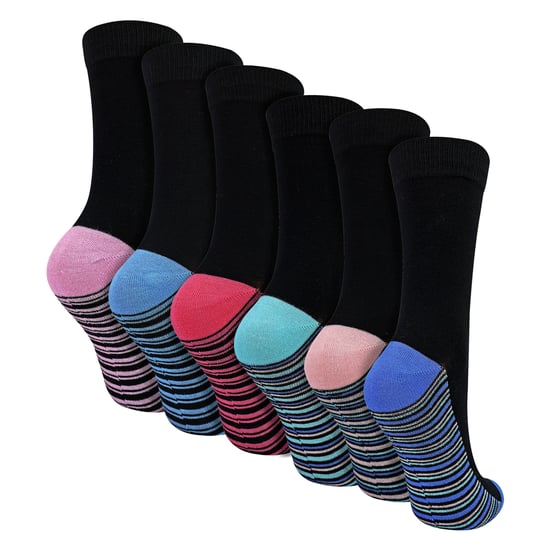 Paquete de 6 Calcetas de Dama de Bambú Suaves y Transpirables con Diseño para el Día a Día - Image 1