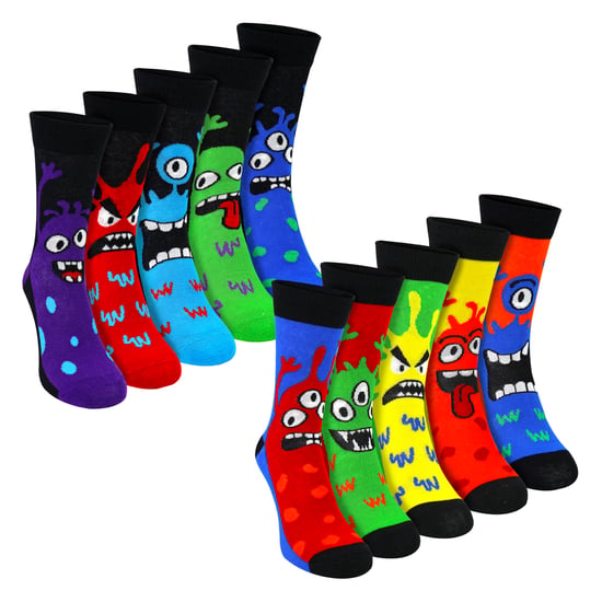 Paquete de 10 calcetines monstruo de algodón para hombres, diseño divertido, calcetines casuales para el día a día - Image 1