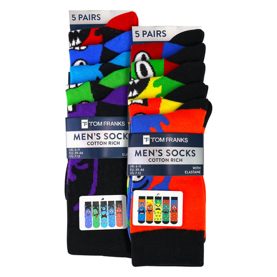 Paquete de 10 calcetines monstruo de algodón para hombres, diseño divertido, calcetines casuales para el día a día - Image 2