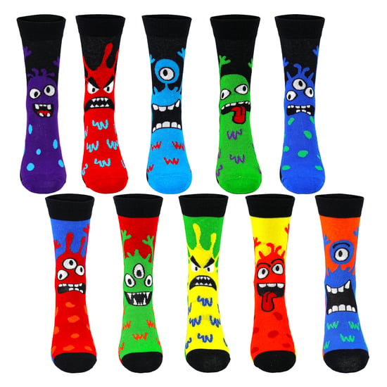 Paquete de 10 calcetines monstruo de algodón para hombres, diseño divertido, calcetines casuales para el día a día - Image 3