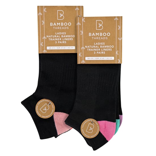 Paquete de 6 pares de calcetines de bambú para mujeres, suaves y transpirables, diseño de talón y puntera. - Image 2