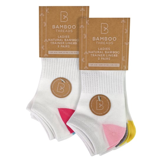 Paquete de 6 calcetines para mujer de bambú con diseño suave y transpirable de talón y punta - Image 2