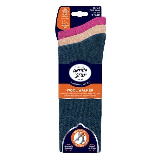 Paquete de 3 calcetines de lana para mujeres con acolchado cálido para senderismo - Image 2