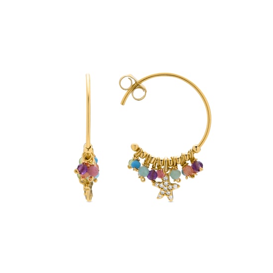 Pendientes Luxenter de Plata de Ley 925 y Cristal Multicolor acabados en oro amarillo de 18k - Estrella - Image 1