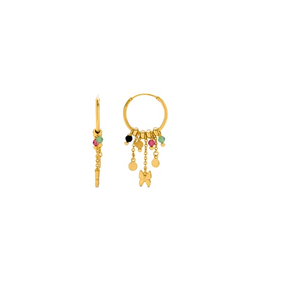 Pendientes Luxenter de Plata de Ley 925 con Cristal Multicolor acabados en oro amarillo de 18K - Mariposa - Image 1