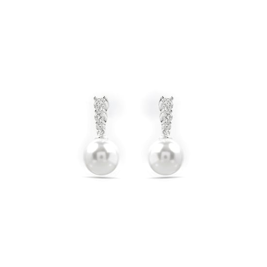 Pendientes Luxenter con Perla Blanca acabado plata - Anvithi - Image 1