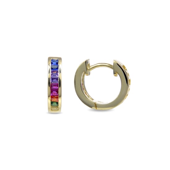 Pendientes Luxenter de Plata de Ley 925 con Circonita Multicolor acabados en oro amarillo de 18K - Tuhato - Image 1