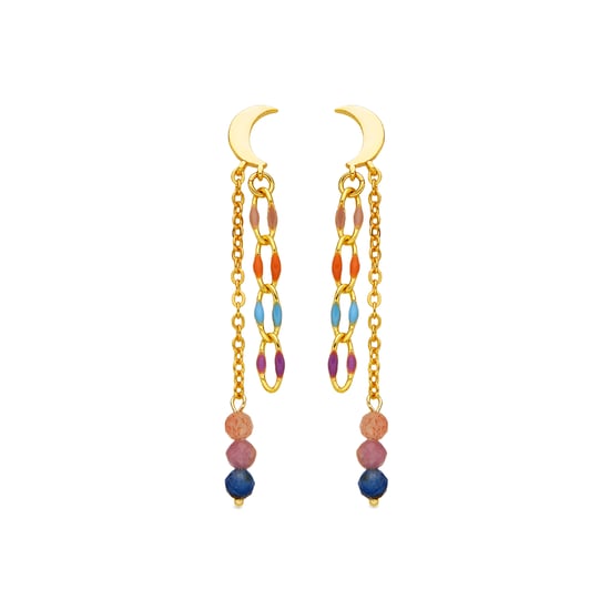 Pendientes Luxenter de Plata de Ley 925 y Cristal Multicolor acabado oro 18k - Liesi - Image 1