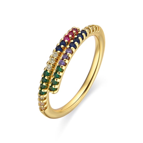 Anillo Luxenter con Circonita Multicolor acabado oro 18k - Tazel - Image 1
