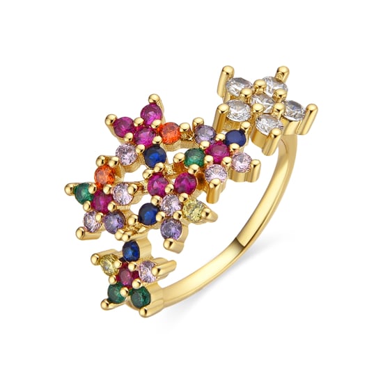 Anillo Luxenter con Circonita Multicolor acabado oro 18k - Qianvi - Image 1