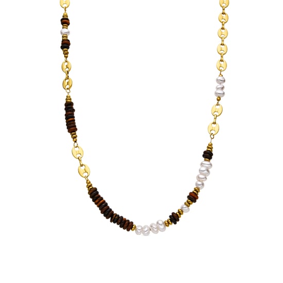 Collar Luxenter con Ojo de Tigre acabado oro 18k - Kimbalbo - Image 1