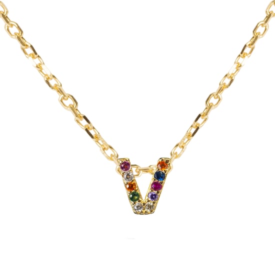Collar Luxenter de Plata de Ley 925 con Circonita Multicolor acabado en oro amarillo de 18K - Alphabet - Image 1