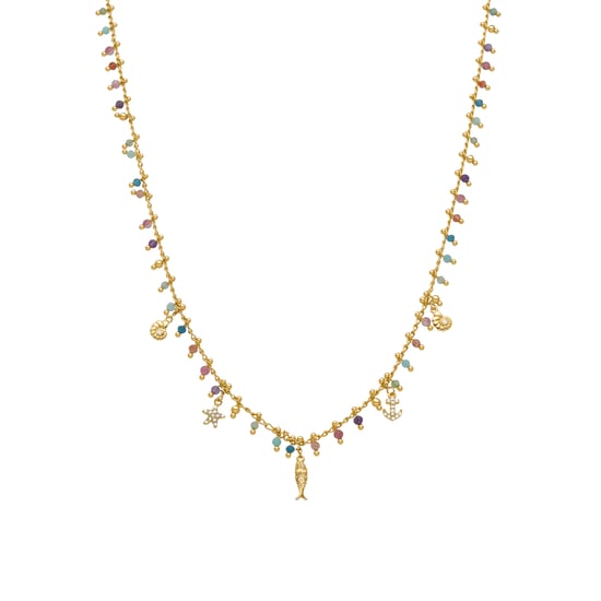 Collar Luxenter de Plata de Ley 925 y Cristal Multicolor acabado en oro amarillo de 18k - Ancla - Image 1