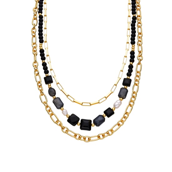 Collar Luxenter con Resina Negra acabado oro 18k - Nyste - Image 1