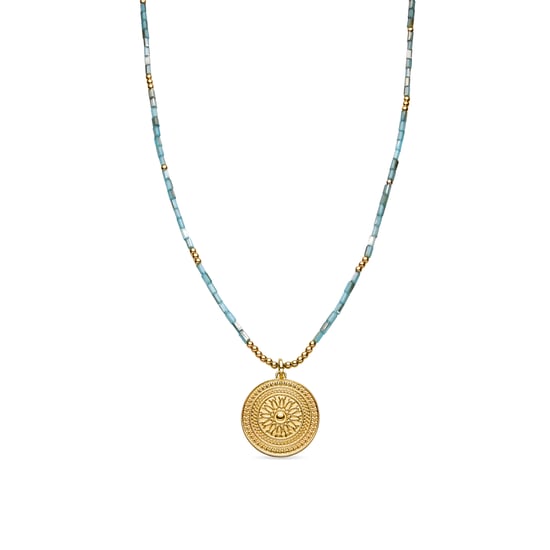 Collar Luxenter con Cristal Azul acabado oro 18k - Thyu - Image 1