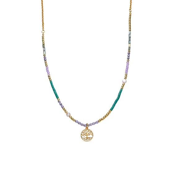 Collar Luxenter con Cristal Azul acabado oro 18k - Zorsi - Image 1