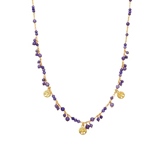 Collar Luxenter con Cristal Morado acabado oro 18k - Totez - Image 1