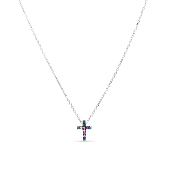 Collar Luxenter de Plata de Ley 925 con Circonita Multicolor acabado en rodio - Sharra - Image 1