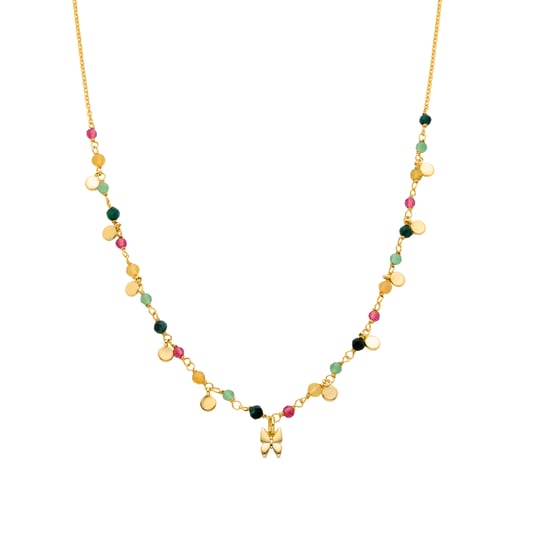 Collar Luxenter de Plata de Ley 925 con Cristal Verde acabado en oro amarillo de 18K - Mariposa - Image 1