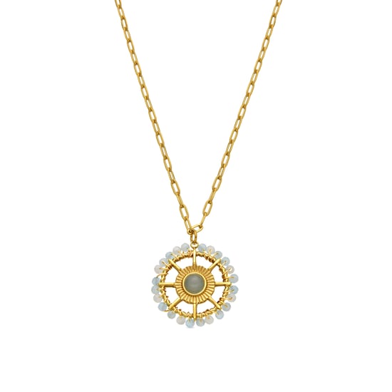 Collar Luxenter con Cristal Azul acabado oro 18k - Yakde - Image 1