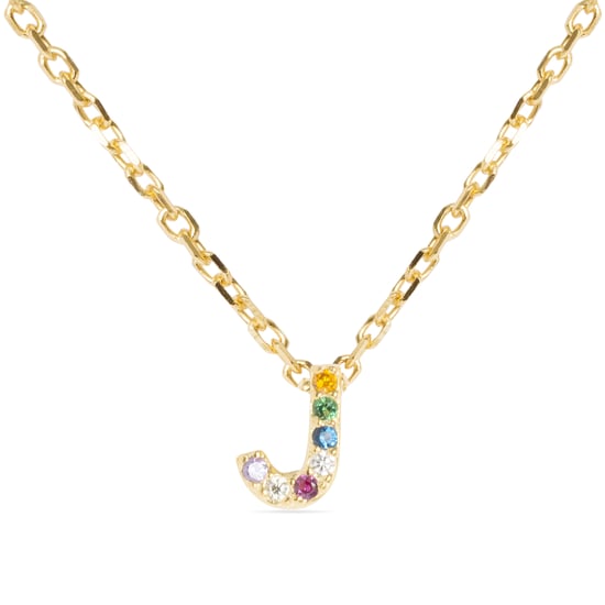 Collar Luxenter de Plata de Ley 925 con Circonita Multicolor acabado en oro amarillo de 18K - Alphabet - Image 1