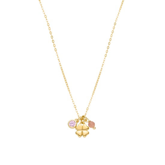 Collar Luxenter de Plata de Ley 925 con Circonita Rosa acabado en oro amarillo de 18K - Douala - Image 1