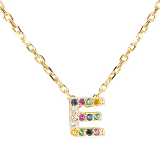 Collar Luxenter de Plata de Ley 925 con Circonita Multicolor acabado en oro amarillo de 18K - Alphabet - Image 1