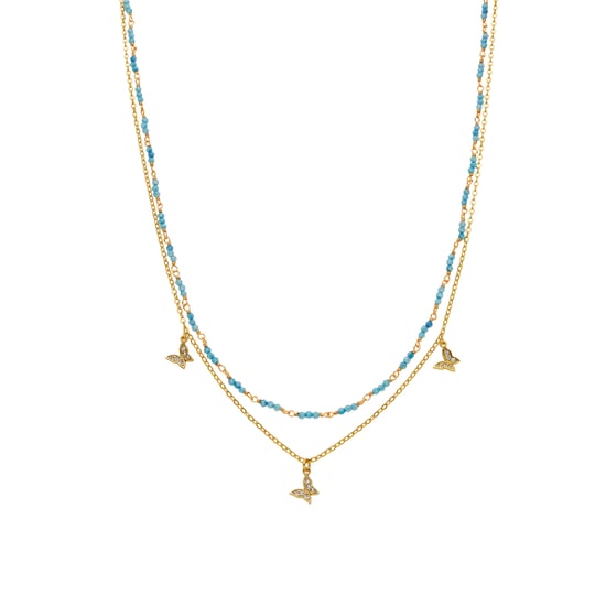 Collar Luxenter con Cristal Azul acabado oro 18k - Zinli - Image 1