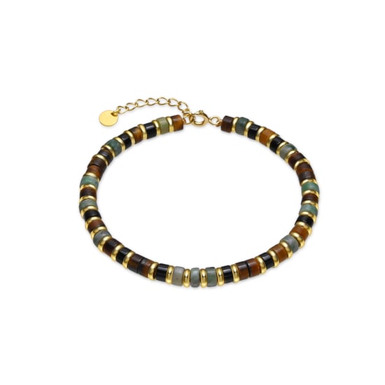 Pulsera Luxenter de Plata de Ley 925 y Ojo de Tigre acabado oro 18k - Ryhu - Image 1