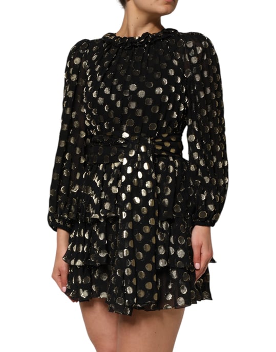 Vestido mini de volantes con estampado de lunares - Image 2