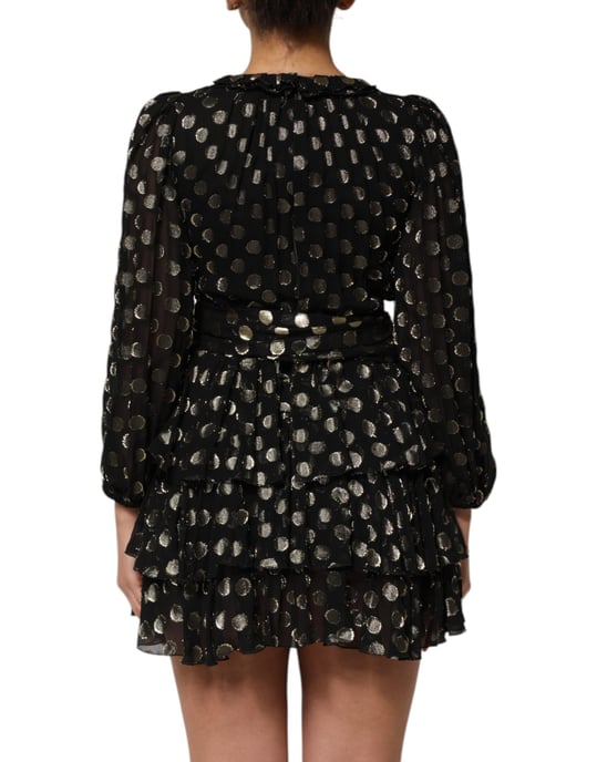Vestido mini de volantes con estampado de lunares - Image 3