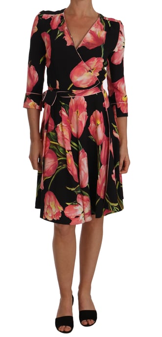 Vestido Envolvente con Estampado de Tulipanes Dolce Gabbana - Image 1