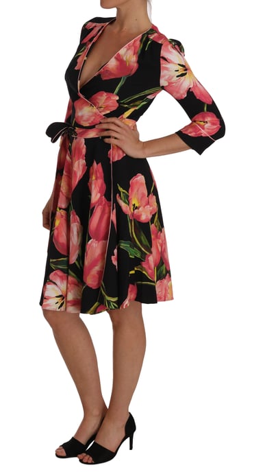 Vestido Envolvente con Estampado de Tulipanes Dolce Gabbana - Image 4