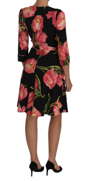 Vestido Envolvente con Estampado de Tulipanes Dolce Gabbana - Image 5