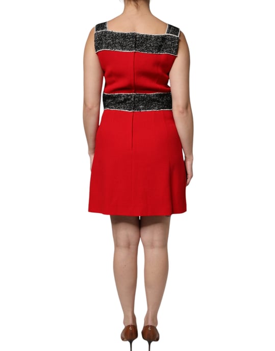 Vestido mini Aline con recorte de tweed - Image 3