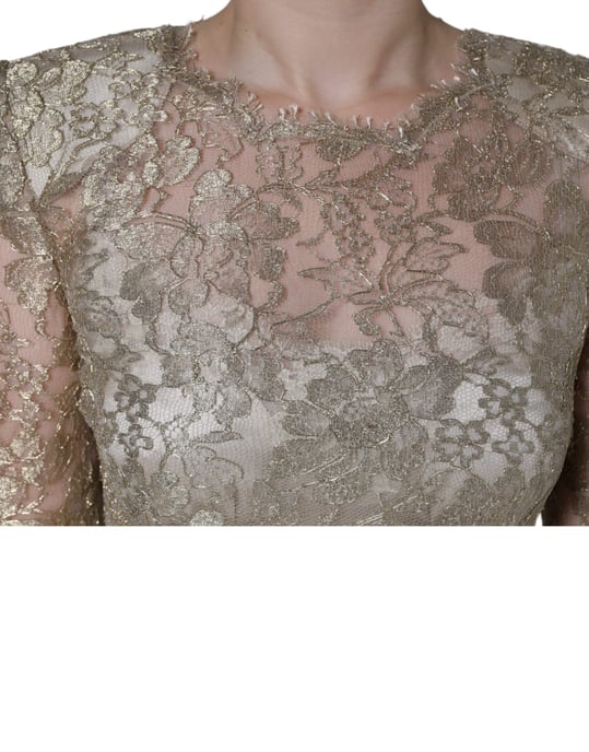 Vestido Mini de Encaje con Bordado Floral y Manga Larga - Image 4