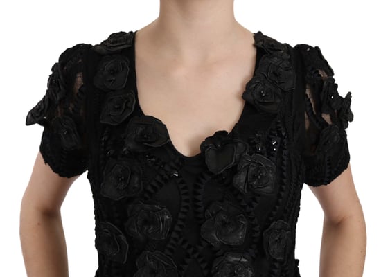 Vestido con Apliques Florales Negros John Richmond - Image 4