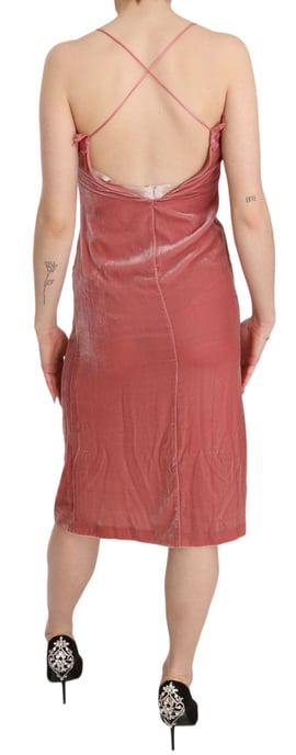 Vestido Midi de Terciopelo Sin Mangas con Escote en V y Detalles de Encaje - Image 3