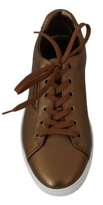 Zapatillas Casual para Hombre en Cuero Dorado de Dolce & Gabbana - Image 5