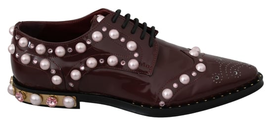 Zapatos Formales de Piel Burdeos con Perlas de Cristal de Dolce & Gabbana - Image 1