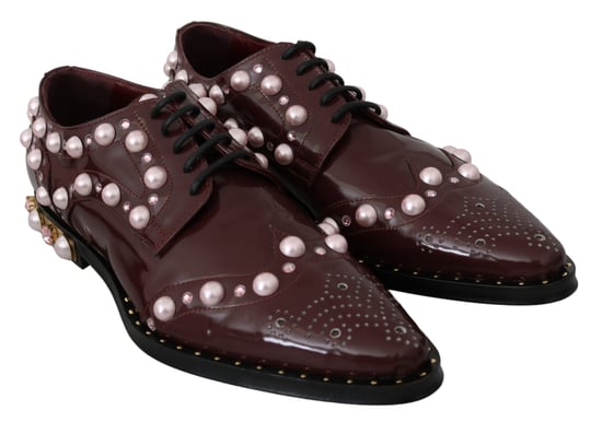 Zapatos Formales de Piel Burdeos con Perlas de Cristal de Dolce & Gabbana - Image 4