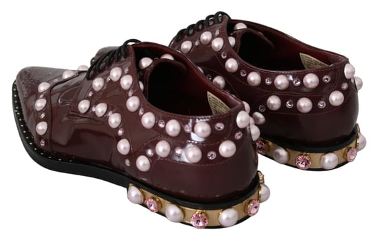Zapatos Formales de Piel Burdeos con Perlas de Cristal de Dolce & Gabbana - Image 5