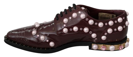 Zapatos Formales de Piel Burdeos con Perlas de Cristal de Dolce & Gabbana - Image 6