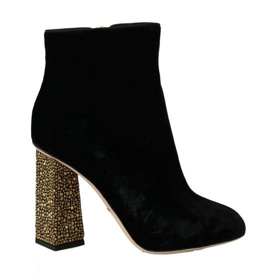 Botines de Terciopelo con Tacón Cuadrado Decorado - Image 1