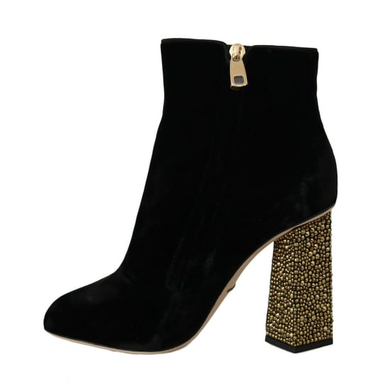 Botines de Terciopelo con Tacón Cuadrado Decorado - Image 2